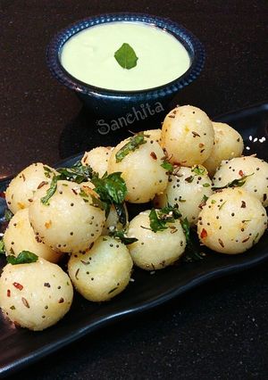 A picture of Suji Rice balls /Rava Rice Kozhukattai.