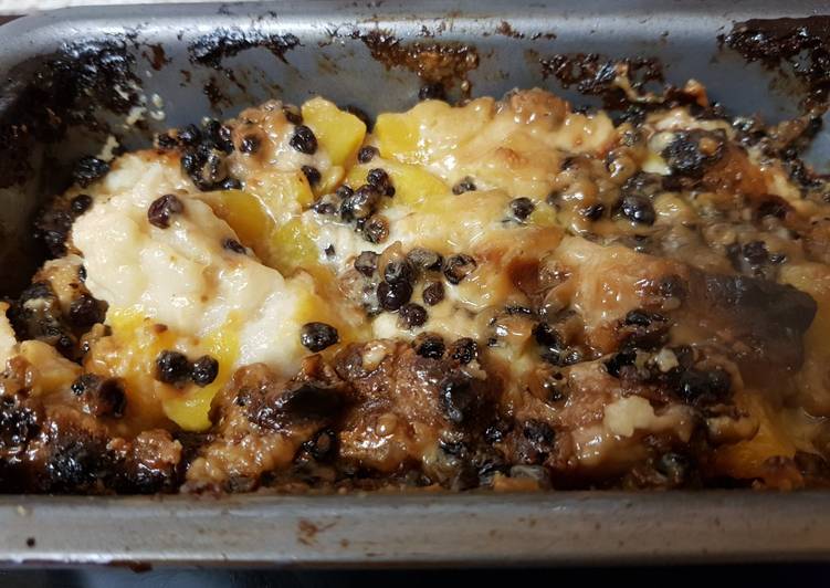 Simple Way to Make Any-night-of-the-week My Peach Bread Pudding with Rum &amp; Raisin Sauce