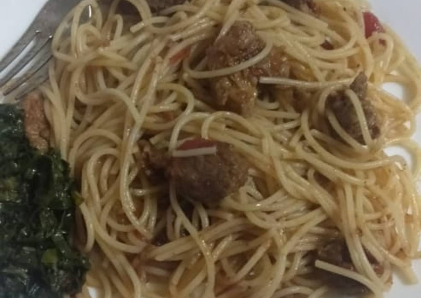 Meat in spaghetti