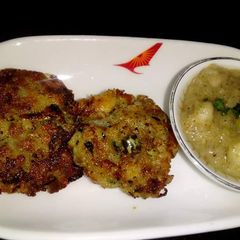 A picture of Pumpkin skin kabab with ber ki chutney.