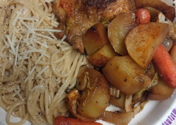 Recipe of Award-winning Chicken, Vegetables, and Cacio e Pepe