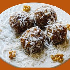 A picture of Walnut coconut laddu.