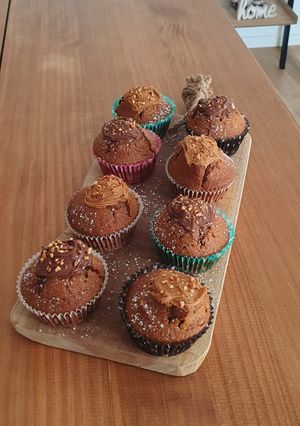 Une photo de Muffin pépites de chocolat topping nutella/speculoos
