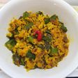 Sesame Coconut Okra Fry or Til Narkol Bhindi