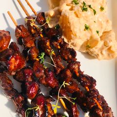 A picture of Chicken gizzard skewers.