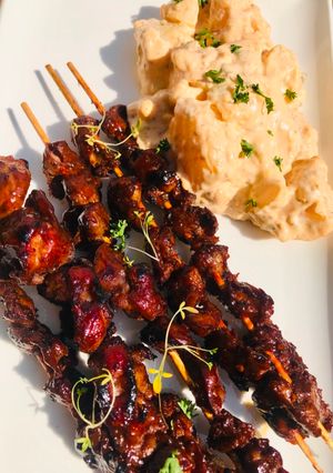 A picture of Chicken gizzard skewers.