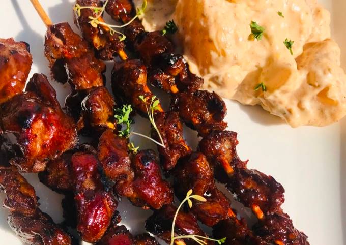 Chicken gizzard skewers