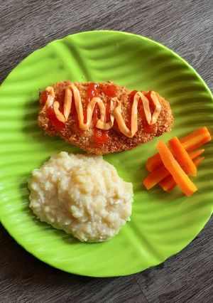 Foto resep Chicken katsu with mashed potato simple