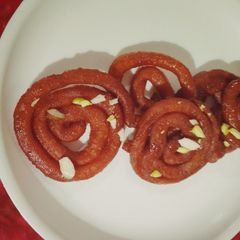 A picture of Rice flour and sweetpotato ki jalebi.