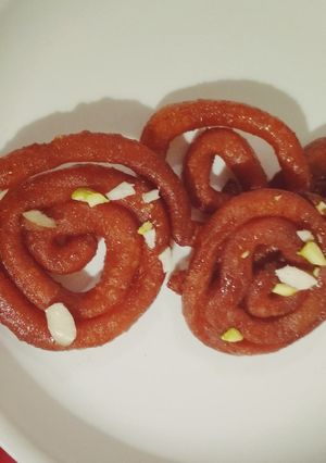 A picture of Rice flour and sweetpotato ki jalebi.