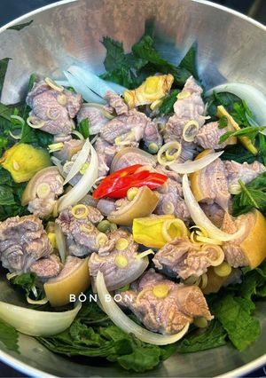 Hình của món Dê Hấp Tía Tô.