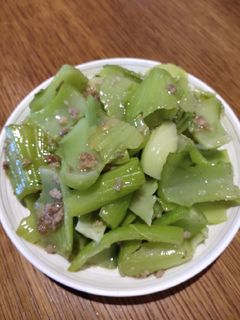 A picture of Mustard Green with Ground Pork.