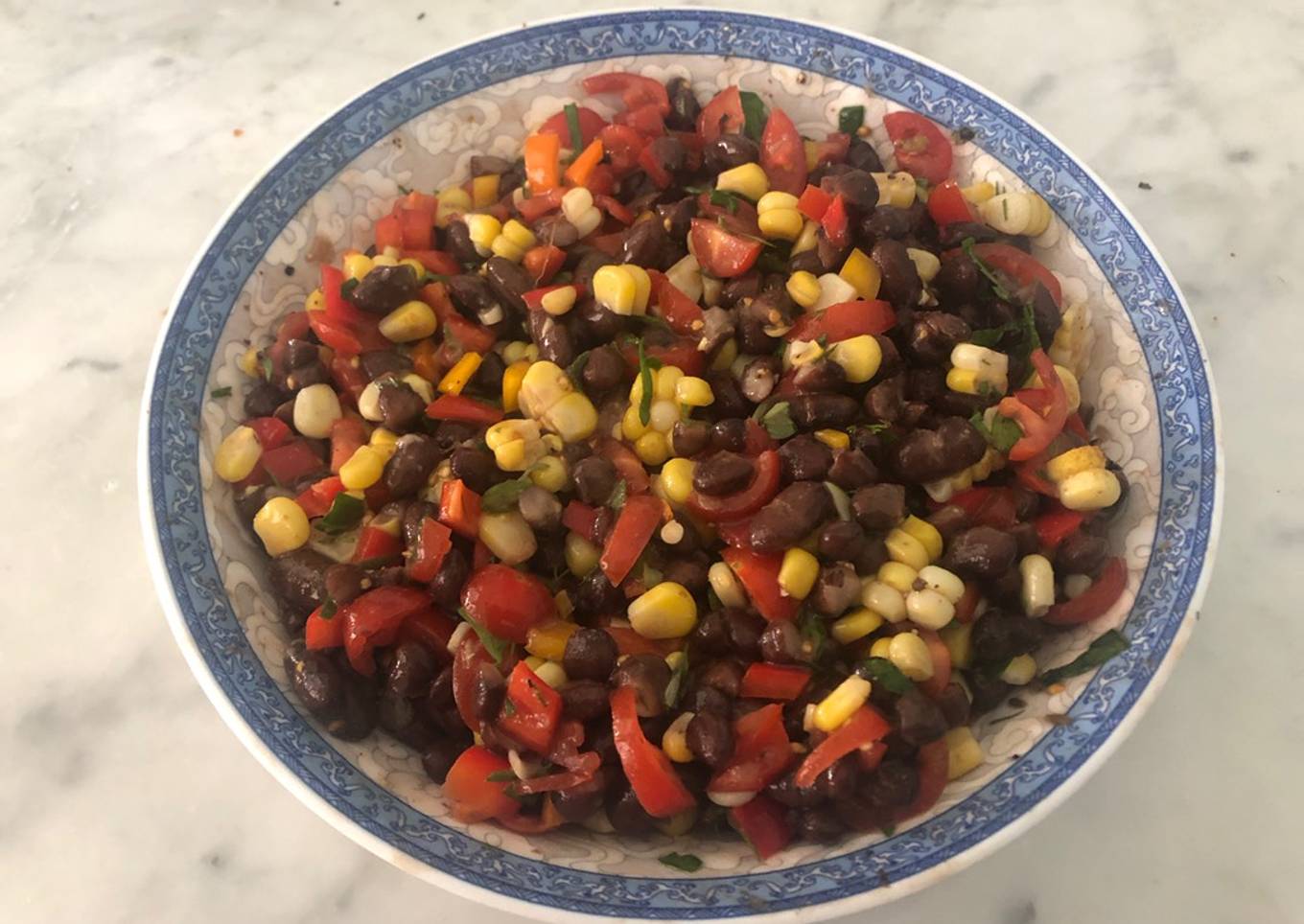 Bean and corn salad in cumin-lime dressing