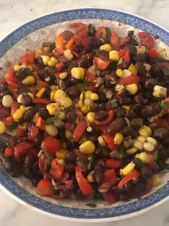 A picture of Bean and corn salad in cumin-lime dressing.