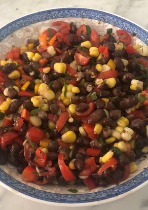 A picture of Bean and corn salad in cumin-lime dressing.
