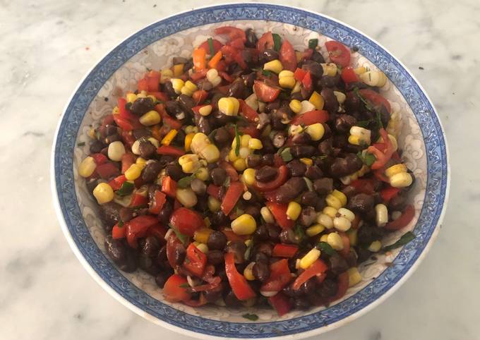 Bean and corn salad in cumin-lime dressing
