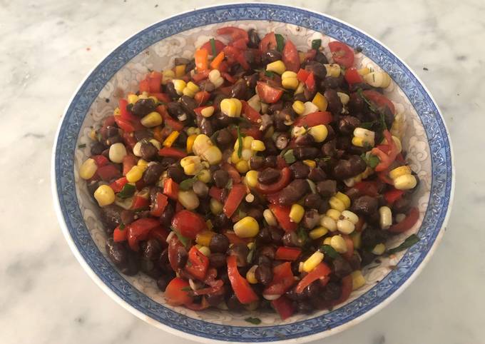 Steps to Make Super Quick Homemade Bean and corn salad in cumin-lime dressing