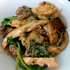 A picture of My Chicken,Mushroom & Spinach in a Mustard Sauce.