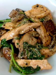 A picture of My Chicken,Mushroom & Spinach in a Mustard Sauce.