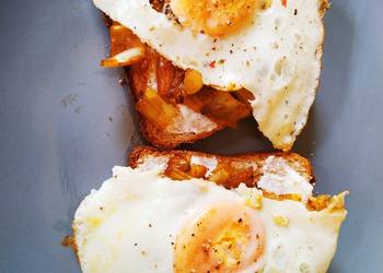 Easy Fast Cooking Eggs and leek on toast breakfast Delicious Steady