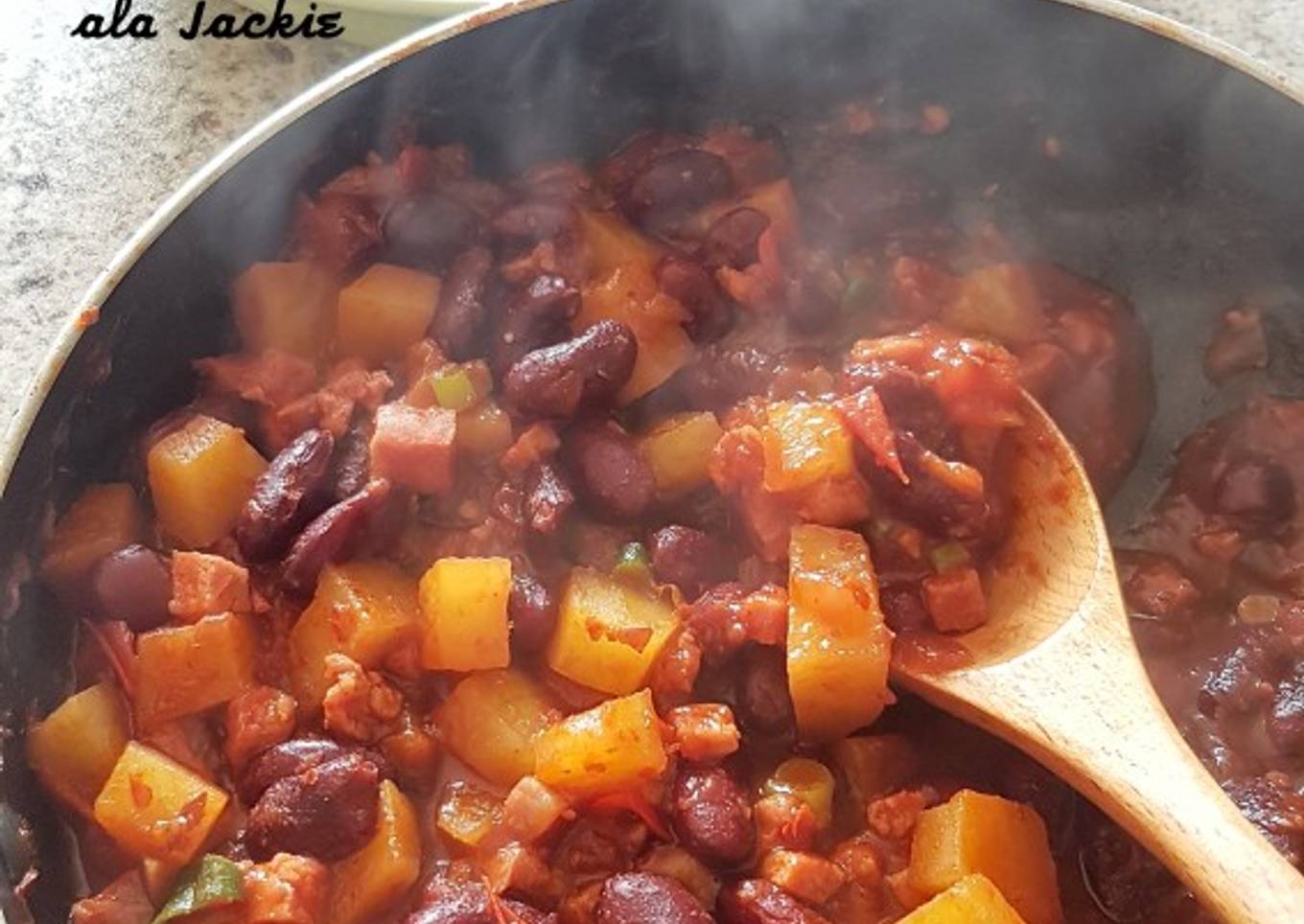 Kacang Merah, Kentang dan Bacon Masak Bumbu Bali