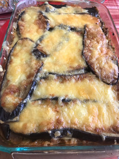 Una foto de Lasaña de berenjena con relleno de zapallo italiano
