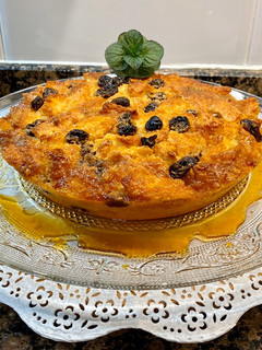 Una foto de Pastel de pan, ron y pasas sin gluten