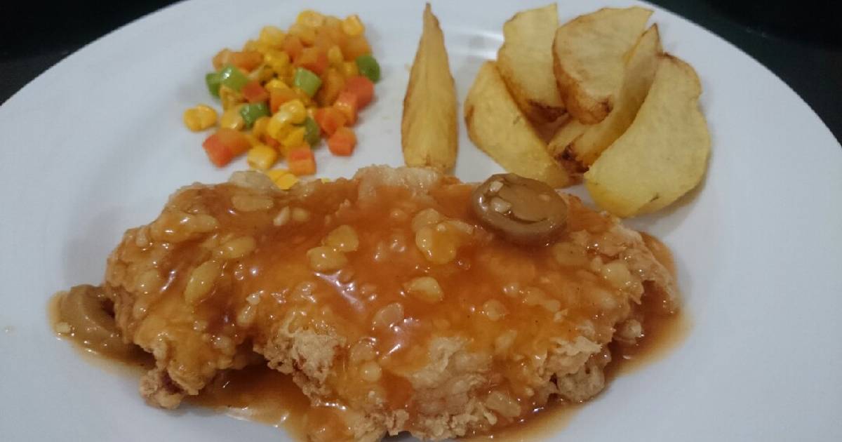 Resep Crispy Chicken Steak with BBQ Sauce oleh farahdiena Cookpad