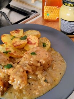 Una foto de Pollo a la mostaza y miel