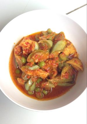 Foto resep Sambel terong pedas suwir ayam