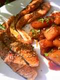 Salmon con reducción de salsa de Soja y guarnición de patata