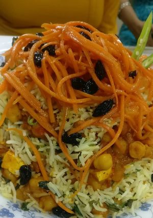 A picture of Italian Rice Chana Panner Pulao.