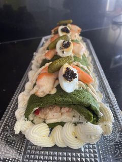 Una foto de Pionono o brazo de gitano de espinacas, relleno de marisco 😜😜😜