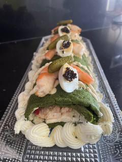 Una foto de Pionono o brazo de gitano de espinacas, relleno de marisco 😜😜😜