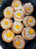 Volovanes de champiñones con huevo de codorniz