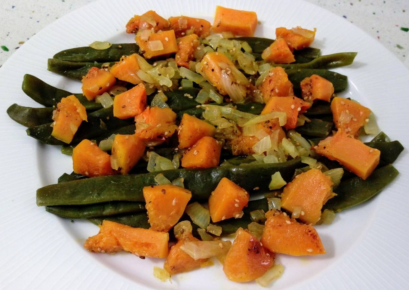 Judías y calabaza salteadas con anís