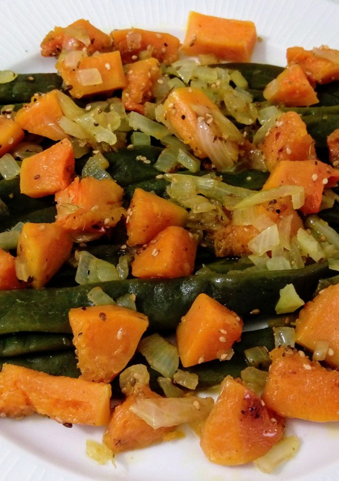 Una foto de Judías y calabaza salteadas con anís