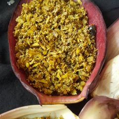 A picture of Banana flower thoran(stirfry).