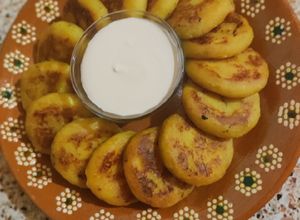 Una foto de Tortitas de plátano macho