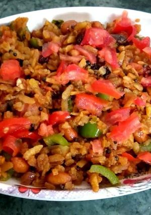A picture of Nuty and veg red flattened rice.