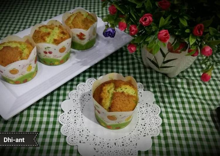 Cara Gampang Menyiapkan Muffin tape ketan hijau soft n yummy yang Menggugah Selera