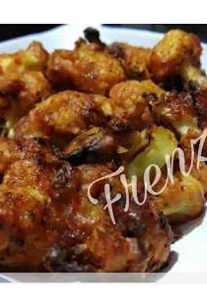 A picture of Baked cauliflower in hot sauce.