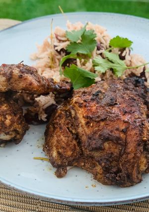 A picture of Jerk chicken.