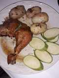 Pollo al horno con papas, mantequilla y Romero
