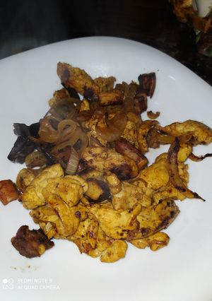 Una foto de Pollo con pulpo sancocho