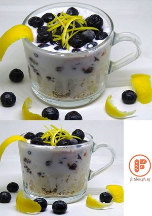 A picture of Blueberries Cheesecake Overnight Oats.