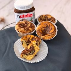 A picture of NUTELLA SWIRL MUFFINS eggless.