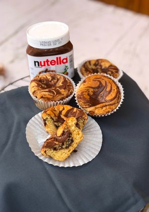 A picture of NUTELLA SWIRL MUFFINS eggless.