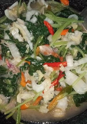 Foto resep Sayur daun elung(daun ubi)+ sawi putih