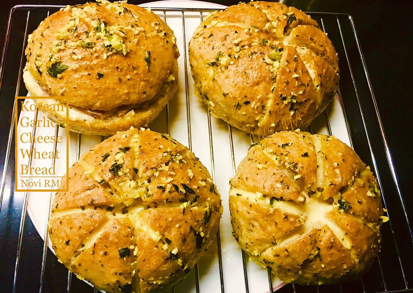 Korean Garlic Cheese Wheat Bread No Knead | No Cream Cheese